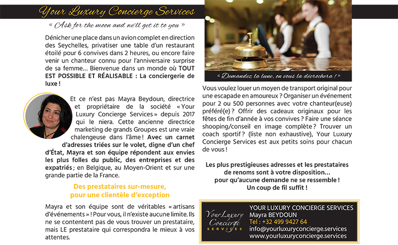 Your Luxury Concierge Services – Conciergerie de Luxe – Devenez membre et profitez de nos services en toute tranquillité – Votre concierge vous aide dans toutes vos démarches.